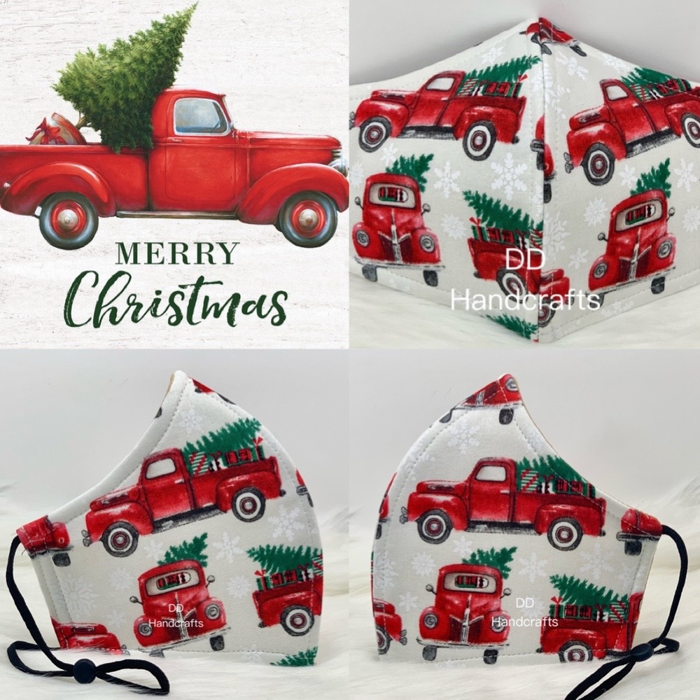 Christmas Red Truck adult face mask